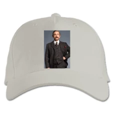 Baseball cap with Print Sherlock John Watson - white