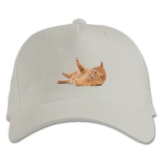 Baseball cap with Print Red Cat - white