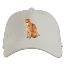 Baseball cap with Print Red Cat Sits - white