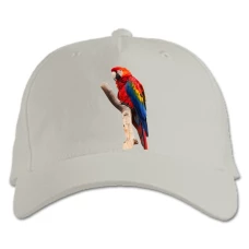 Baseball cap with Print Red Parrot - white