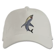 Baseball cap with Print Shark With White Belly - white