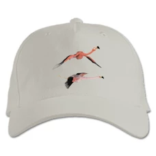 Baseball cap with Print Two Flamingos Fly - white