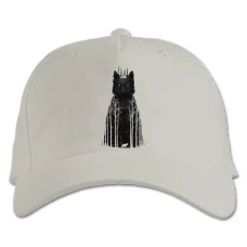 Baseball cap with Print Forest And Wolf - white