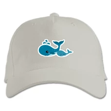Baseball cap with Print Small And Big Whale - white