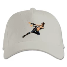 Baseball cap with Print Tomb Raider Lara Croft With Guns - white