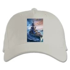 Baseball cap with Print World Of Warships Theme Print - white
