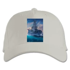 Baseball cap with Print World Of Warships Boat Print - white