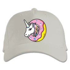 Baseball cap with Print Unicorn In Donut - white