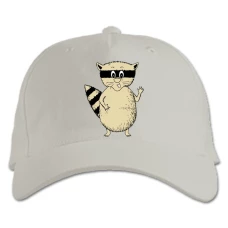 Baseball cap with Print Yelloow Raccoon - white