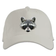 Baseball cap with Print Painted Head Of Raccoon - white