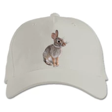Baseball cap with Print Wild Rabbit Sits - white