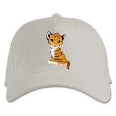 Baseball cap with Print Small Tiger From Cartoon - white