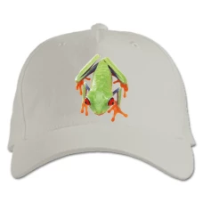 Baseball cap with Print Frog With Orange Legs - white