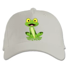 Baseball cap with Print Frog With Yellow Eyes - white