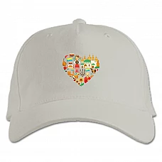 Baseball cap with Print Ukraine Heart with Ukrainian symbols - white