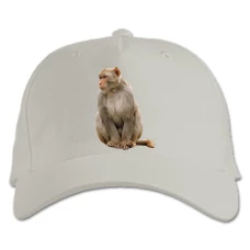 Baseball cap with Print White Monkey - white