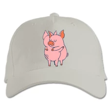 Baseball cap with Print Two Pigs - white