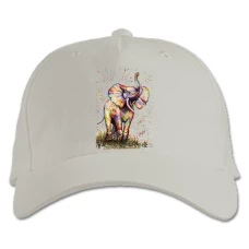 Baseball cap with Print Painted Elephant - white