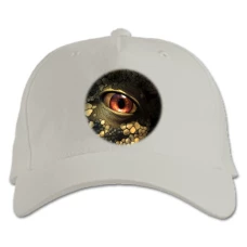 Baseball cap with Print Red Eye Of Dinosaur - white