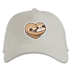 Baseball cap with Print Two Sloths - white