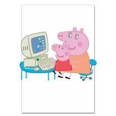 Блокнот А5 з принтом Свинка Пеппа І Комп'ютер -
