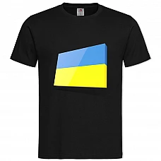 Футболка с принтом 3Д Флаг Украины - 2XL черная