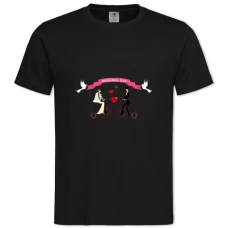TBride And Groom On Bicycles -shirt with Print Bride And Groom On Bicycles - 2XL black