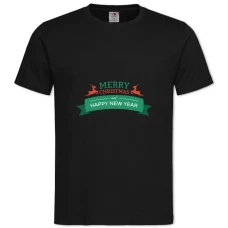 TWith Christmas And New Year With Red Deer -shirt with Print With Christmas And New Year With Red Deer - 2XL black
