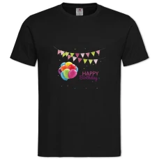 TBirthday Ribbons With Stars And Balls -shirt with Print Birthday Ribbons With Stars And Balls - 2XL black