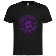 TBirth Day Cake With Purple Print -shirt with Print Birth Day Cake With Purple Print - 2XL black