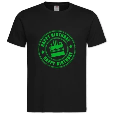 TBirth Day Cake With Green Print -shirt with Print Birth Day Cake With Green Print - 2XL black