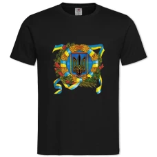 TDay Of The Defender Of Ukraine Ribbon Emblem Viburnum -shirt with Print Day Of The Defender Of Ukraine Ribbon Emblem Viburnum - 2XL black