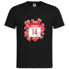 Футболка с принтом День Всех Влюбленных 14 Февраля На Календаре - 2XL черная