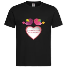 TValentine Day Bird And Heart -shirt with Print Valentine Day Bird And Heart - 2XL black