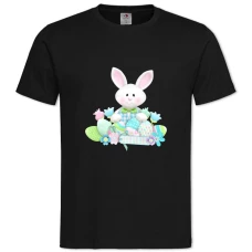 TEaster Bunnies And Flowers Eggs -shirt with Print Easter Bunnies And Flowers Eggs - 2XL black