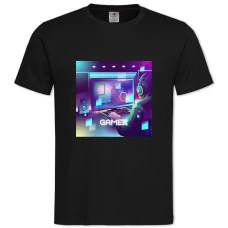 TEsports Player In Neon Colors -shirt with Print Esports Player In Neon Colors - 2XL black