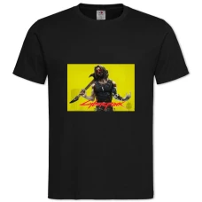 TCyberpunk 2077 Hero Of The Game With A Guitar In The Glasses -shirt with Print Cyberpunk 2077 Hero Of The Game With A Guitar In The Glasses - 2XL black