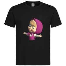 TMasha And The Bear Masha Funny -shirt with Print Masha And The Bear Masha Funny - 2XL black