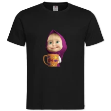 TMasha And The Bear Masha With A Mug -shirt with Print Masha And The Bear Masha With A Mug - 2XL black