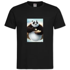 Футболка с принтом Кунг Фу Панда По И Еда - 2XL черная