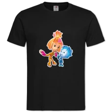 Футболка с принтом Фиксики Нолик И Симка - 2XL черная