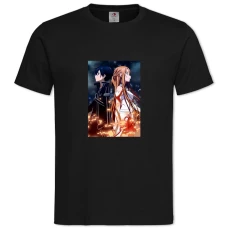 TSword Art Online Kirito And Asuna -shirt with Print Sword Art Online Kirito And Asuna - 2XL black