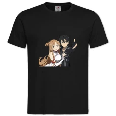 TSword Art Online Kazuto Kirigaya With Asuna -shirt with Print Sword Art Online Kazuto Kirigaya With Asuna - 2XL black