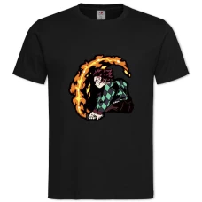 TDemon Slayer Kimetsu No Yaiba Tanjirou Kamado -shirt with Print Demon Slayer Kimetsu No Yaiba Tanjirou Kamado - 2XL black