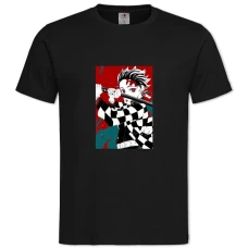 TDemon Slayer Kimetsu No Yaiba Tanjirou Kamado Art -shirt with Print Demon Slayer Kimetsu No Yaiba Tanjirou Kamado Art - 2XL black