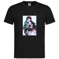 TDemon Slayer Kimetsu No Yaiba Nezuko Kamado With Tanjirou -shirt with Print Demon Slayer Kimetsu No Yaiba Nezuko Kamado With Tanjirou - 2XL black