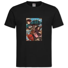 TDemon Slayer Kimetsu No Yaiba Main Heroes -shirt with Print Demon Slayer Kimetsu No Yaiba Main Heroes - 2XL black