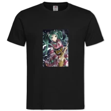 THatsune Miku Guitar -shirt with Print Hatsune Miku Guitar - 2XL black