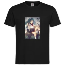 THatsune Miku With Cat -shirt with Print Hatsune Miku With Cat - 2XL black