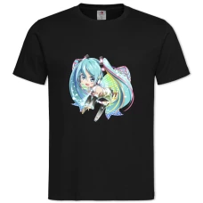 THatsune Miku Theme -shirt with Print Hatsune Miku Theme - 2XL black
